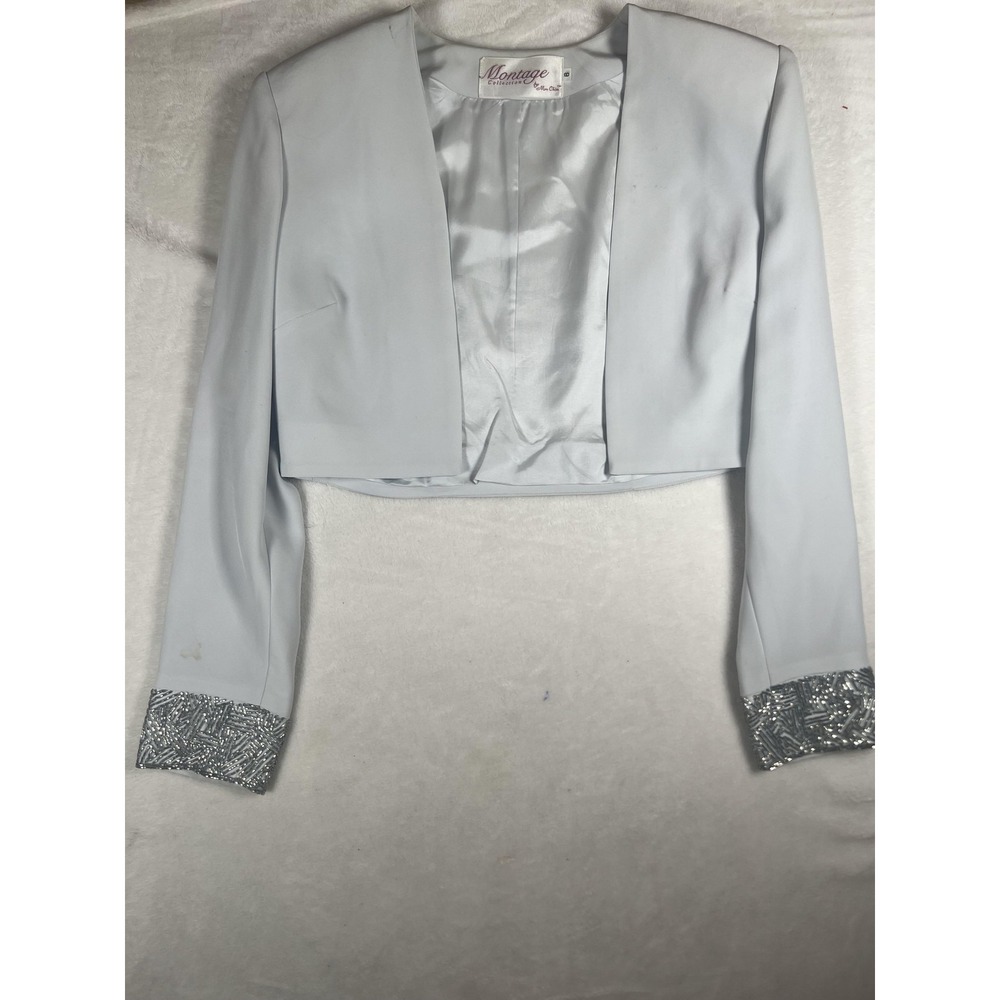 Montage Collection Dress Set Womens 10 Silver Beaded Jacket Formal Evening Gown‎ - Picture 2 of 16